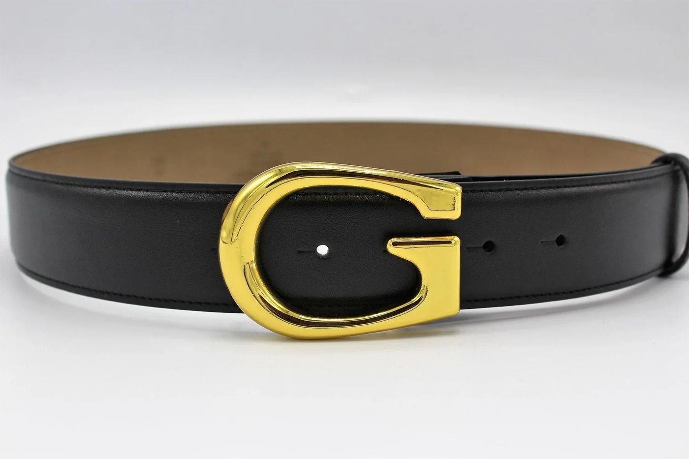 G Gold Buckle Leather Belt