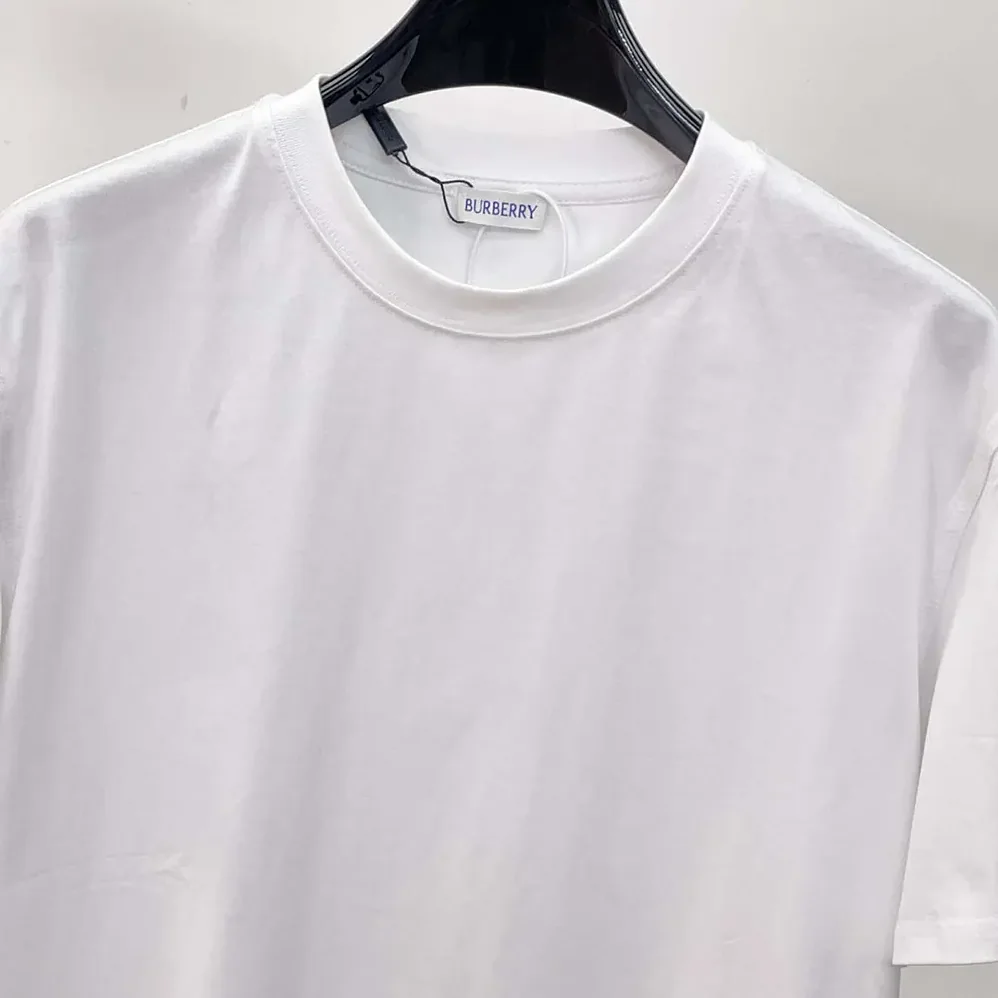 Burberry Check Label Cotton T-shirt for Women in White Burberry Check Label Cotton T-shirt for Women in White
