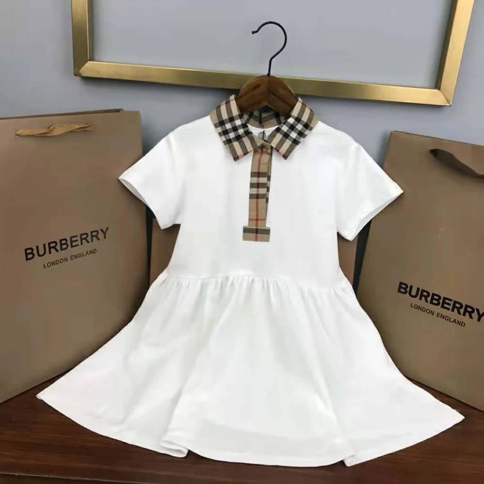Burberry Toddler Girls' Check Trim Stretch Cotton Piqué Dress with Bloomers Burberry Toddler Girls' Check Trim Stretch Cotton Piqué Dress with Bloomers