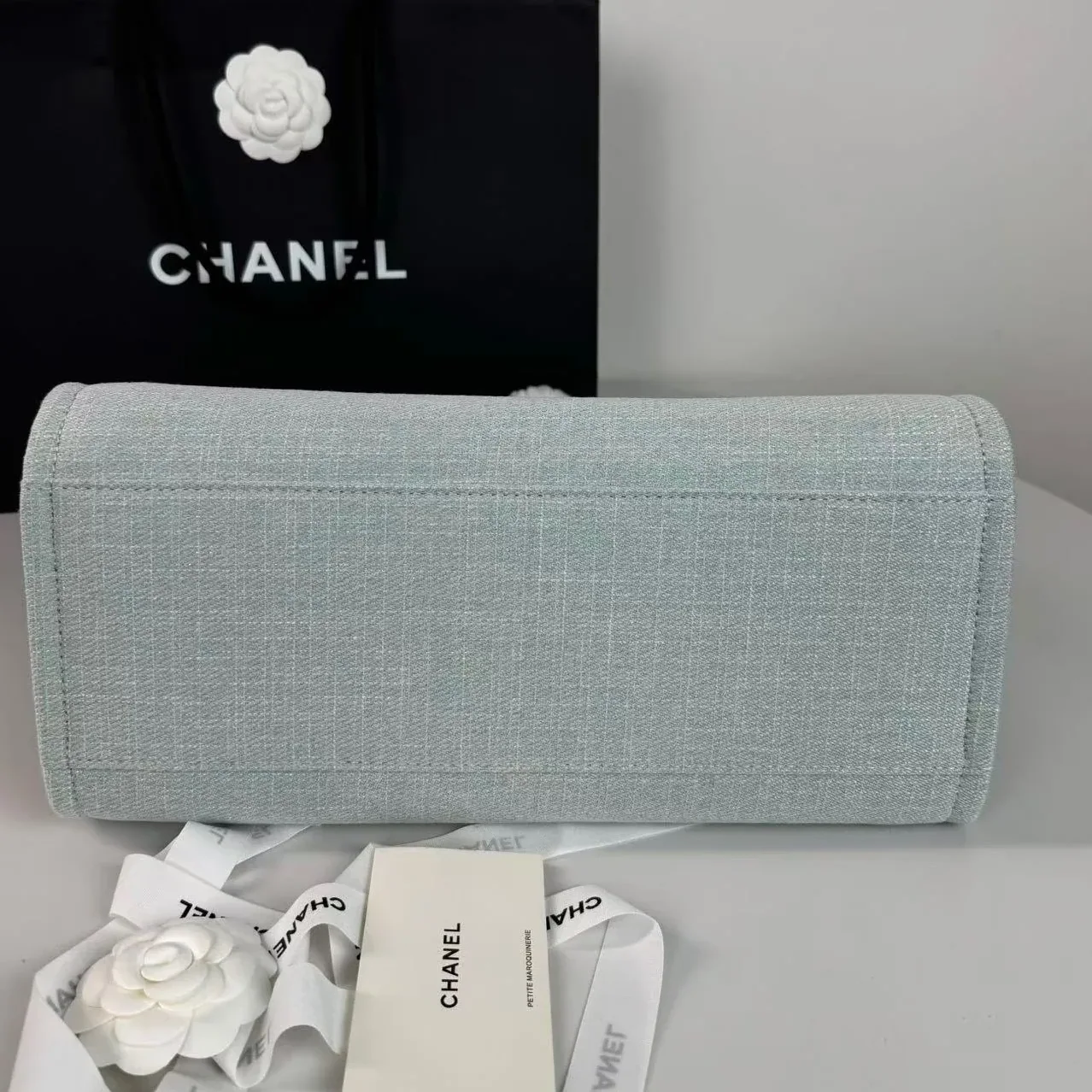 Chanel Deauville Small Tote Bag in Light Blue Gold Hardware Chanel Deauville Small Tote Bag in Light Blue Gold Hardware