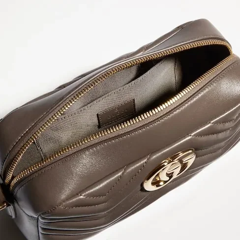 Gucci Marmont Camera Small Shoulder Bag in Dark Taupe Gold Hardware Gucci Marmont Camera Small Shoulder Bag in Dark Taupe Gold Hardware