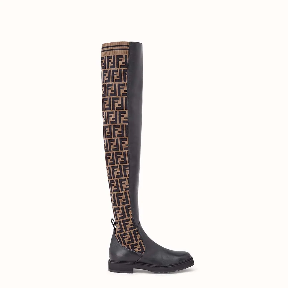 Fendi Shoes Black Leather Thigh for Women in High Boots Fendi Shoes Black Leather Thigh for Women in High Boots