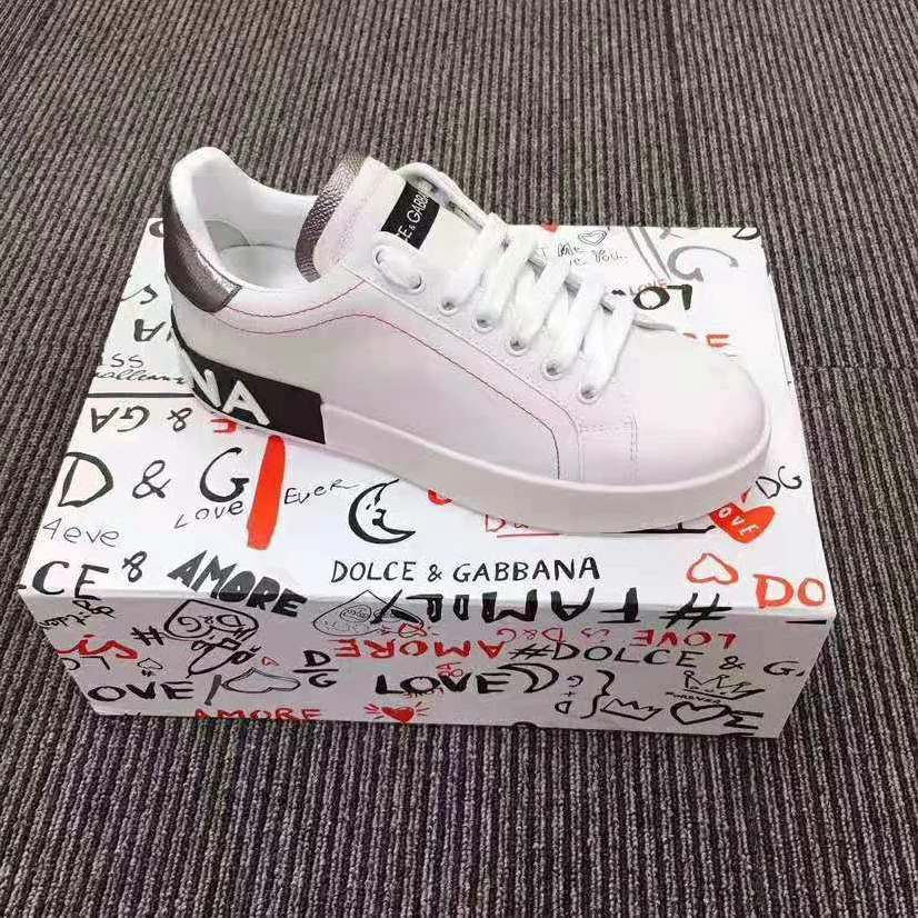 Dolce Gabbana D&G Calfskin Nappa Portofino Sneakers for Women in Silver Dolce Gabbana D&G Calfskin Nappa Portofino Sneakers for Women in Silver