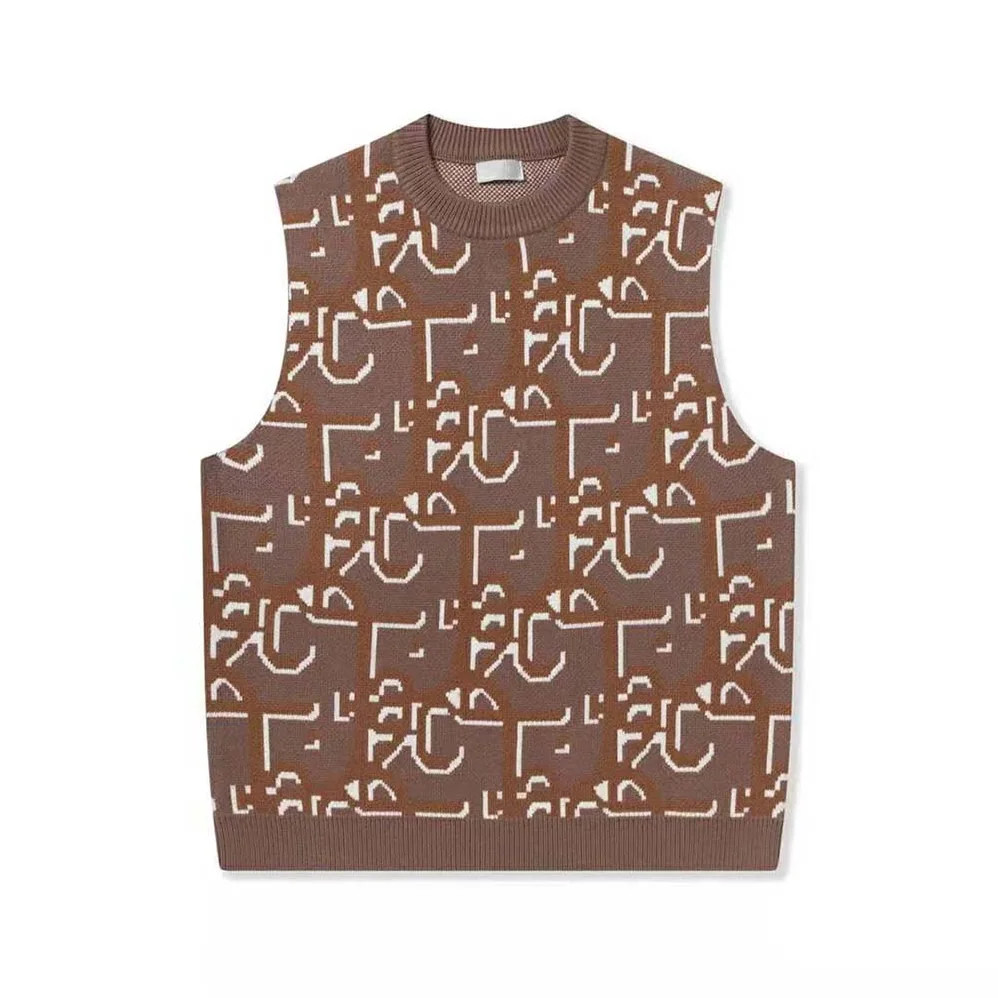 Dior Oversized Cactus Jack Dior Sleeveless Sweater Beige and Brown Cashmere Jacquard for Men