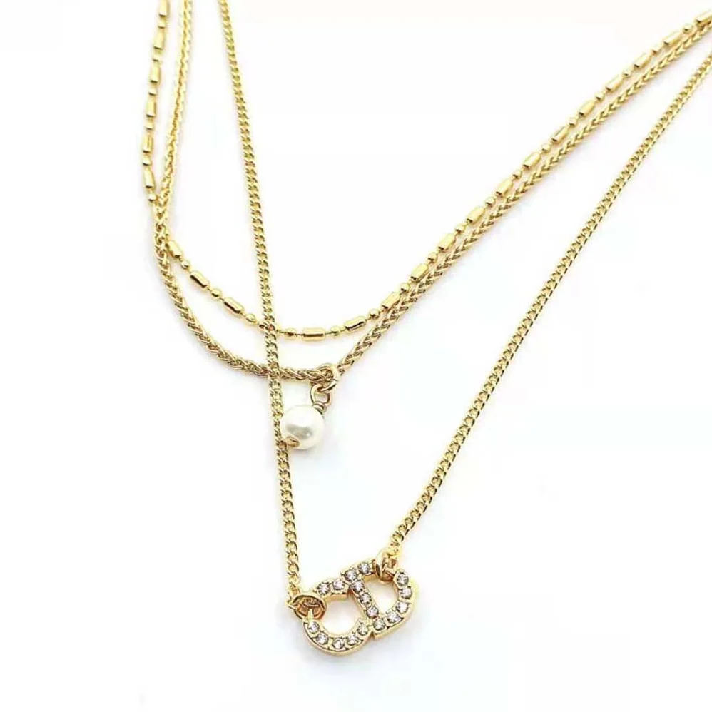 Dior Clair D Lune Necklace Gold-Finish Metal and White Crystals for Women Dior Clair D Lune Necklace Gold-Finish Metal and White Crystals for Women