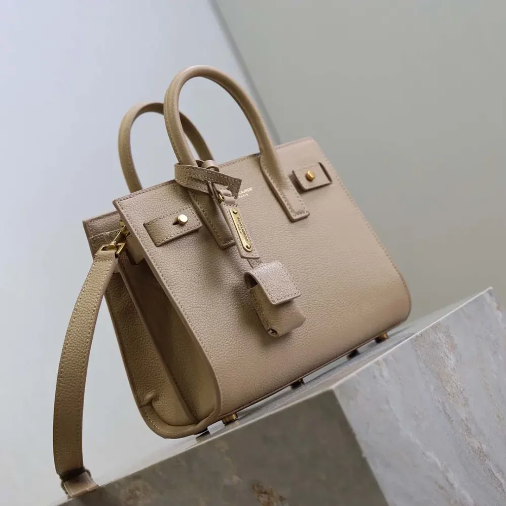 Saint Laurent YSL Nano Sac De Jour In Supple Grained Leather for Women in Beige