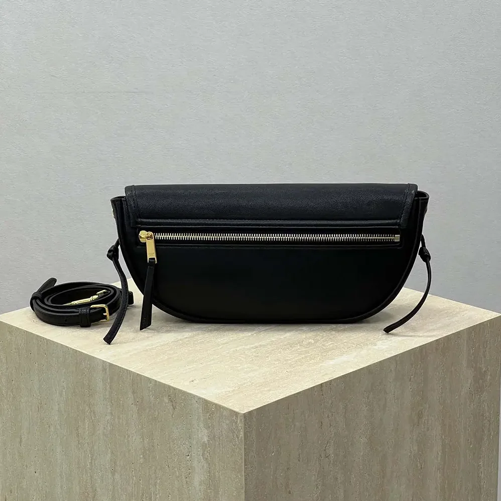 Celine Little Halfmoon Soft Triomphe in Supple Shiny Lambskin for Women in Black Celine Little Halfmoon Soft Triomphe in Supple Shiny Lambskin for Women in Black