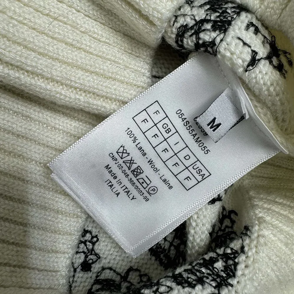 Dior DiorAlps Mock-Neck Cardigan White and Black Wool and Cashmere Knit for Women
