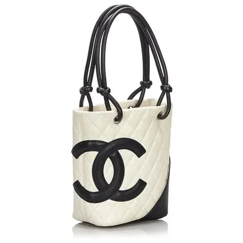 Chanel Cambon Ligne Small Bucket Bag in White Silver Hardware