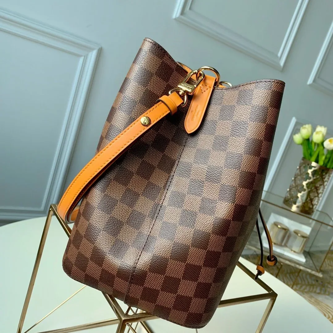 Louis Vuitton NeoNoe MM Bucket Bag Damier Ebene Canvas Safran Yellow Louis Vuitton NeoNoe MM Bucket Bag Damier Ebene Canvas Safran Yellow