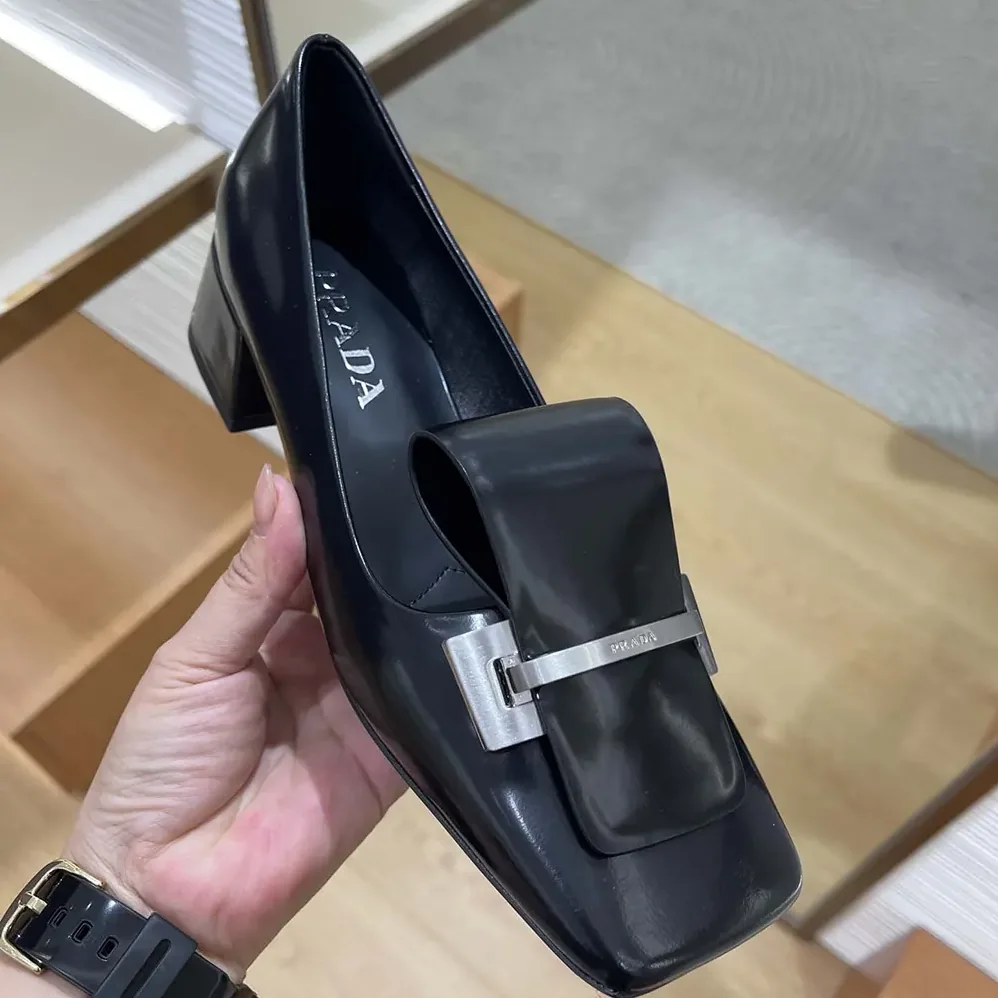 Prada Brushed Leather Pumps for Women in Black