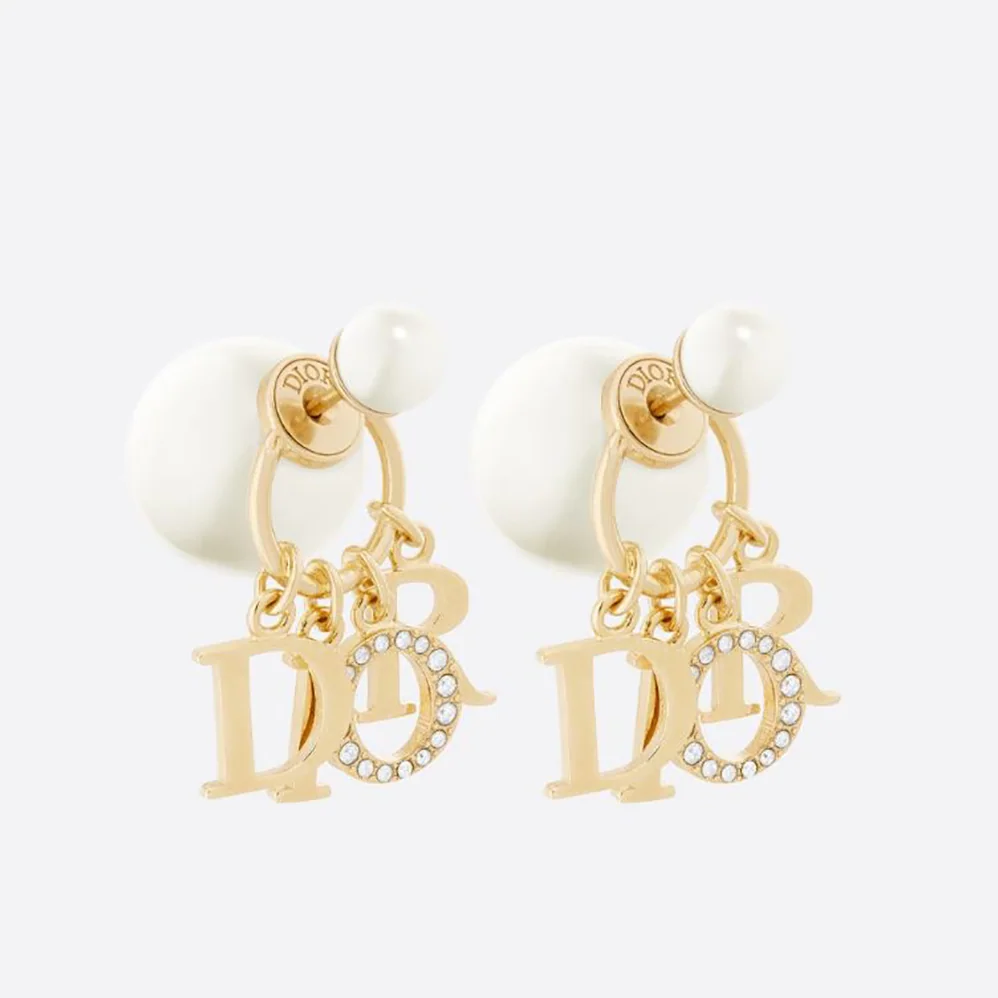 Dior Tribales Earrings Gold for Women in Finish Metal White Crystals Dior Tribales Earrings Gold for Women in Finish Metal White Crystals