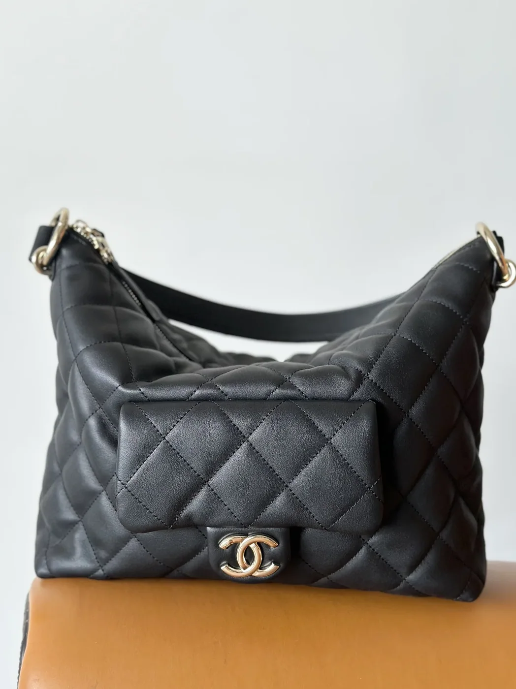 Chanel 23B Hobo Bag in Black Gold Hardware