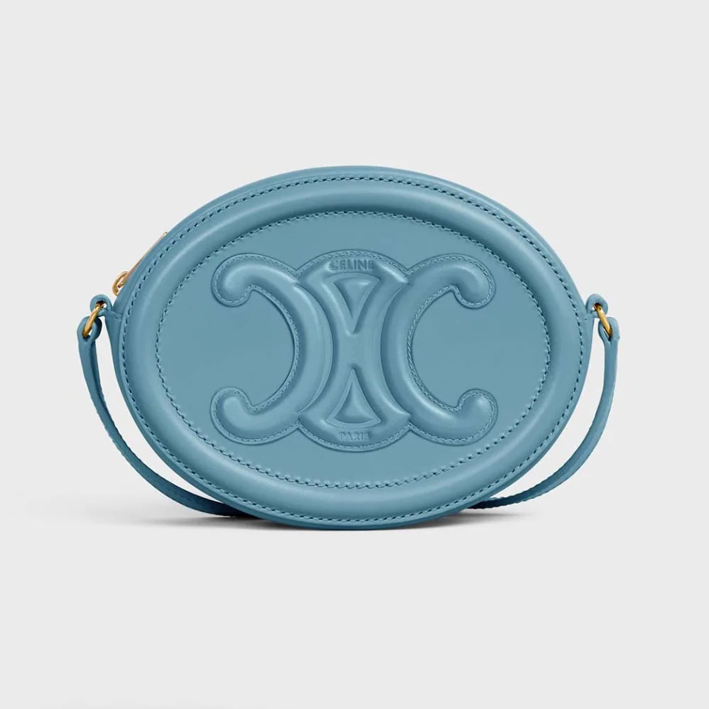 Celine Crossbody Oval Purse Cuir Triomphe in Smooth Calfskin for Women in Blue