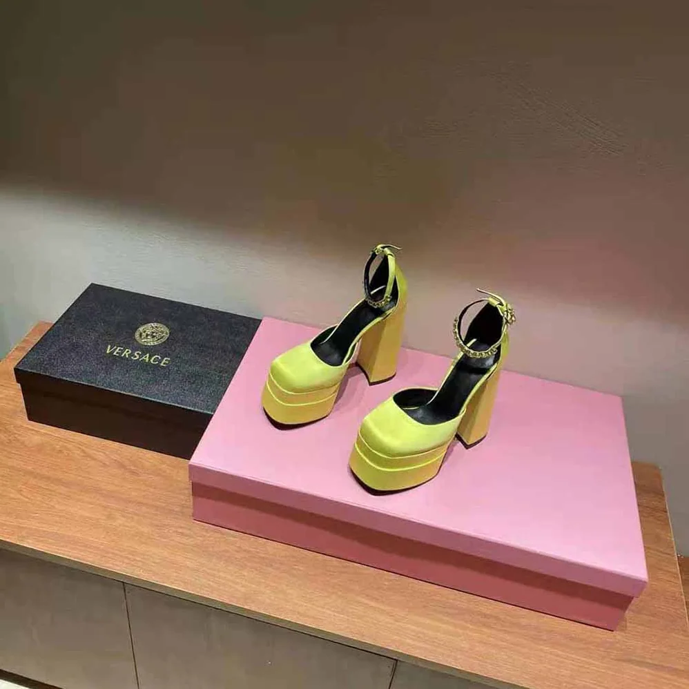 Versace Medusa Aevitas Platform Pumps for Women in Yellow
