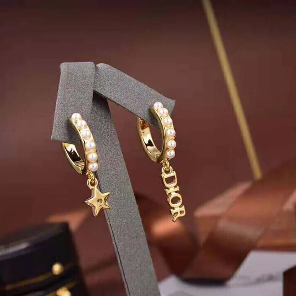 Dior Dio(r)evolution Earrings Gold-Finish Metal and White Resin Pearls for Women
