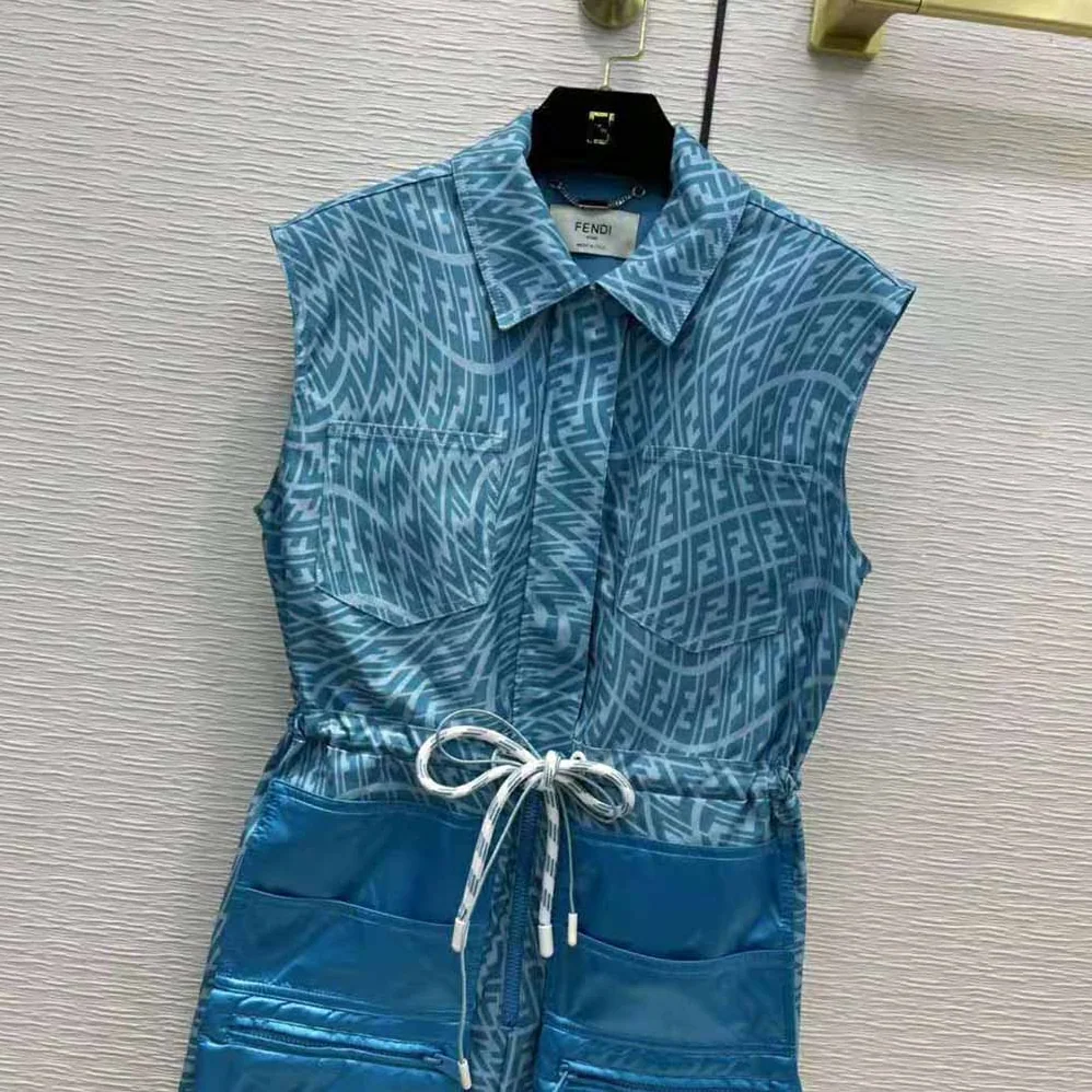 Fendi Jumpsuit Light Blue Denim Jumpsuit for Women