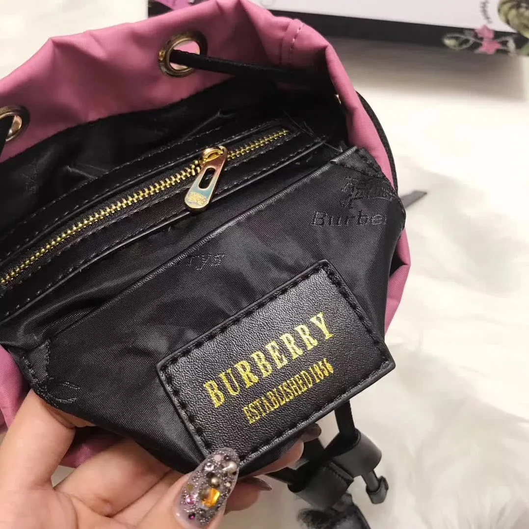Burberry Medium Rucksack in Technical Nylon and Leather in Pink Burberry Medium Rucksack in Technical Nylon and Leather in Pink