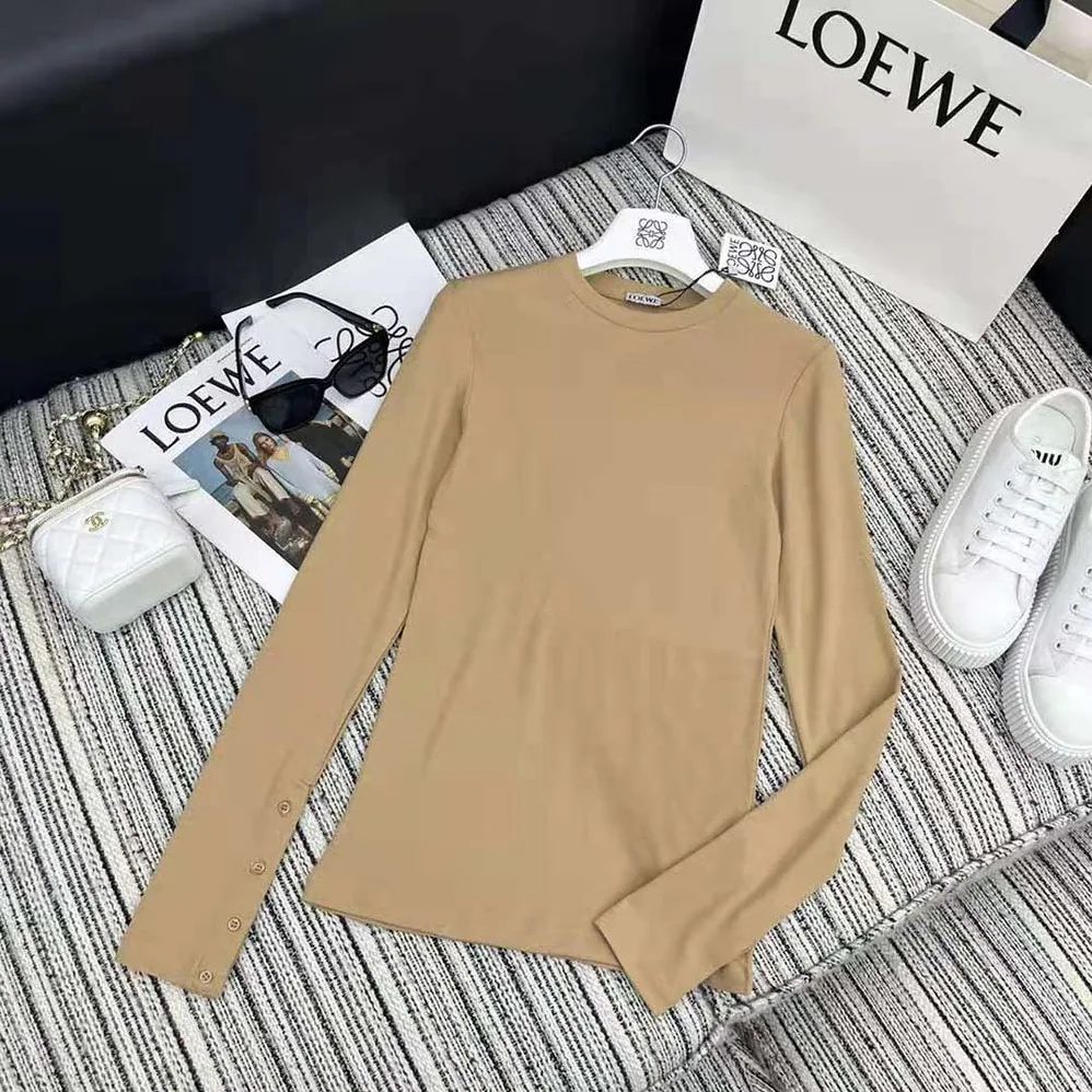 Loewe Long Sleeve Top in Modal for Women in Brown