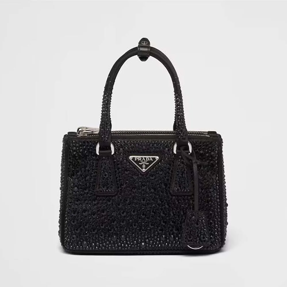 Prada Galleria Satin Mini-bag with Crystals for Women in Black
