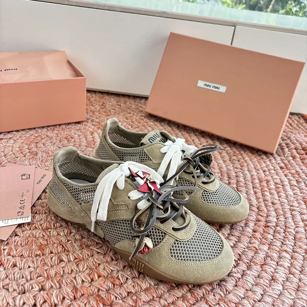Miu Miu Gymnasium Mesh and Suede Sneakers for Women Miu Miu Gymnasium Mesh and Suede Sneakers for Women