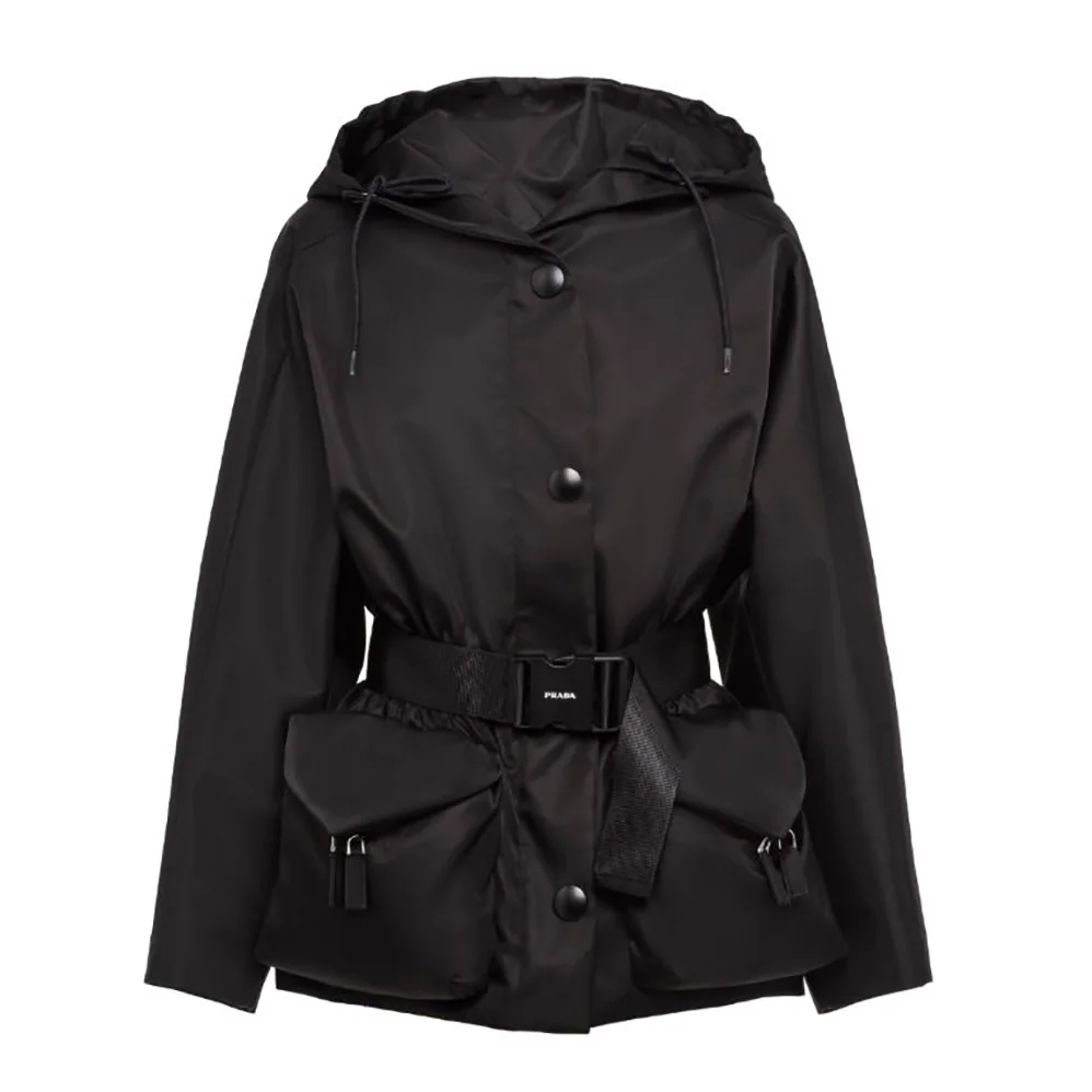 Prada Re-Nylon Gabardine Blouson Jacket for Women in Black