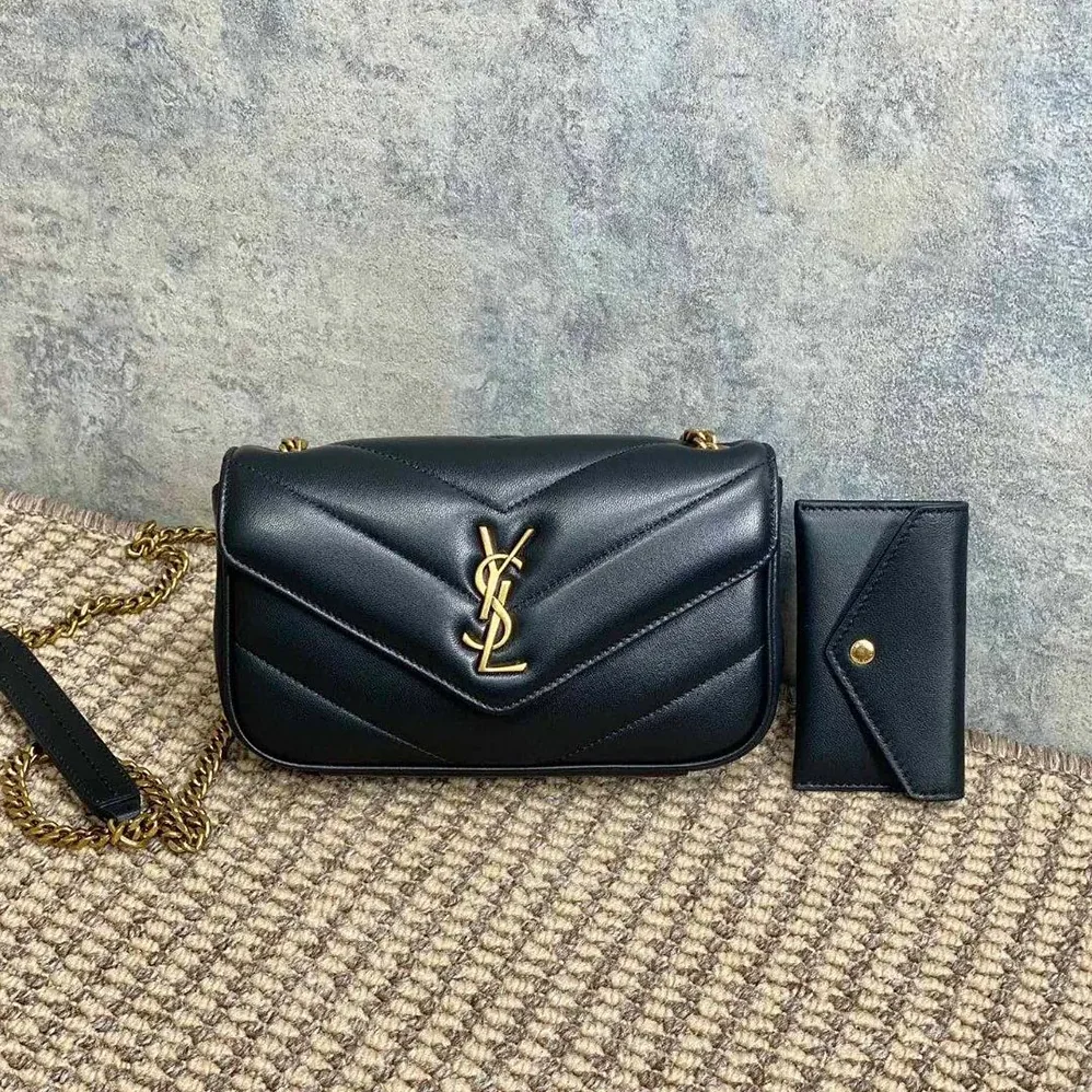 Saint Laurent YSL Loulou Mini in Lambskin for Women in Black Saint Laurent YSL Loulou Mini in Lambskin for Women in Black