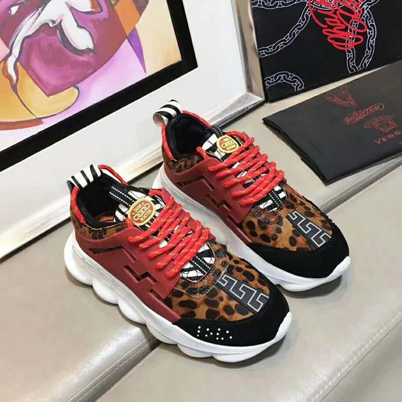 Versace Shoes Chain Reaction Sneakers for Men in Brown