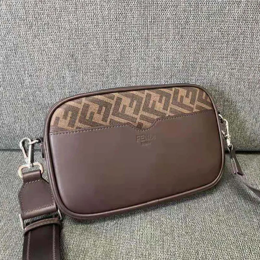 Fendi Camera Case Brown FF Fabric Bag for Men