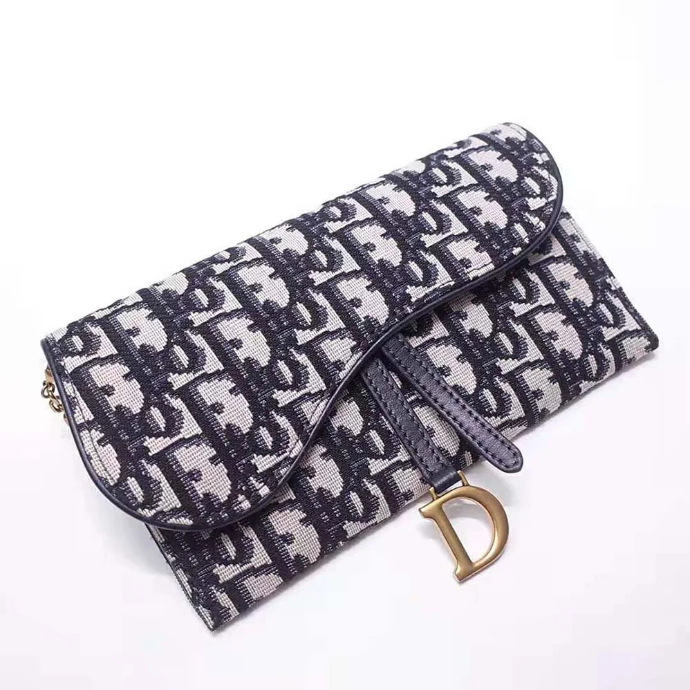 Dior Saddle Wallet Blue Dior Oblique Jacquard for Women
