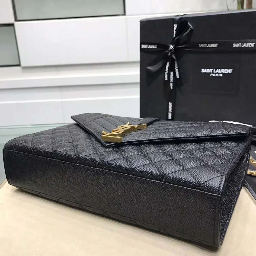 Saint Laurent YSL Envelope Medium Bag Grain De Poudre Embossed for Women