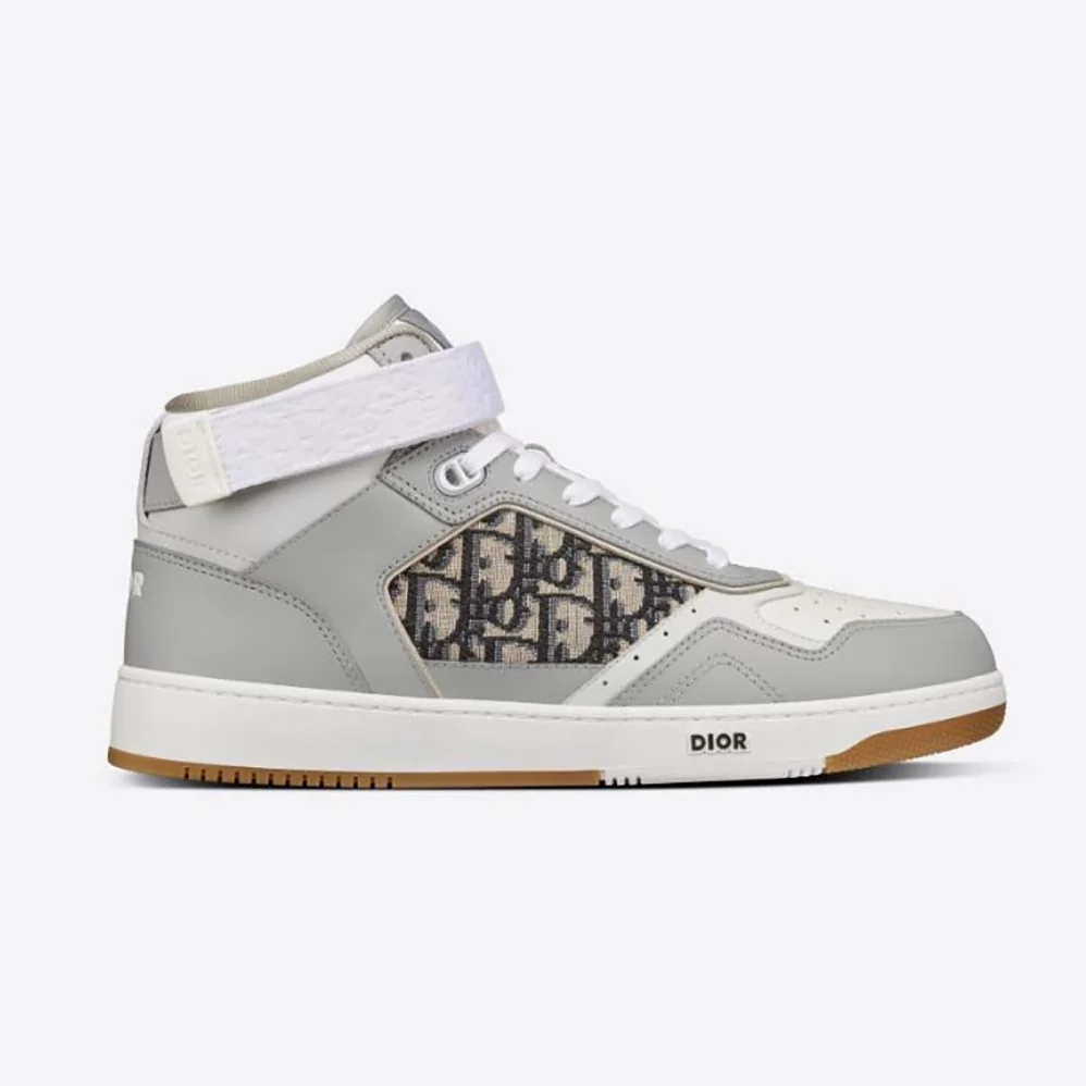 Dior B27 High-Top Sneaker Smooth Calfskin with Dior Oblique Jacquard for Men in Silver Dior B27 High-Top Sneaker Smooth Calfskin with Dior Oblique Jacquard for Men in Silver