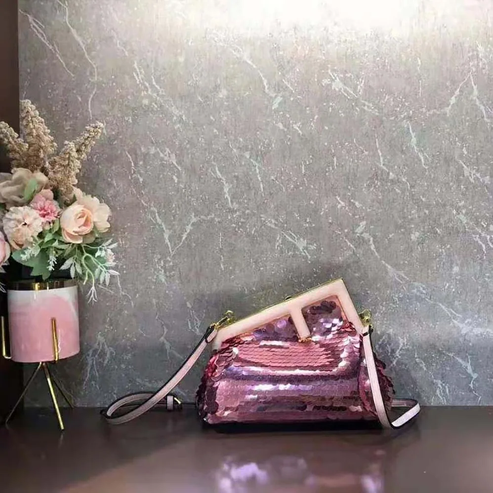 Fendi First Small Pink Sequinned Bag for Women Fendi First Small Pink Sequinned Bag for Women