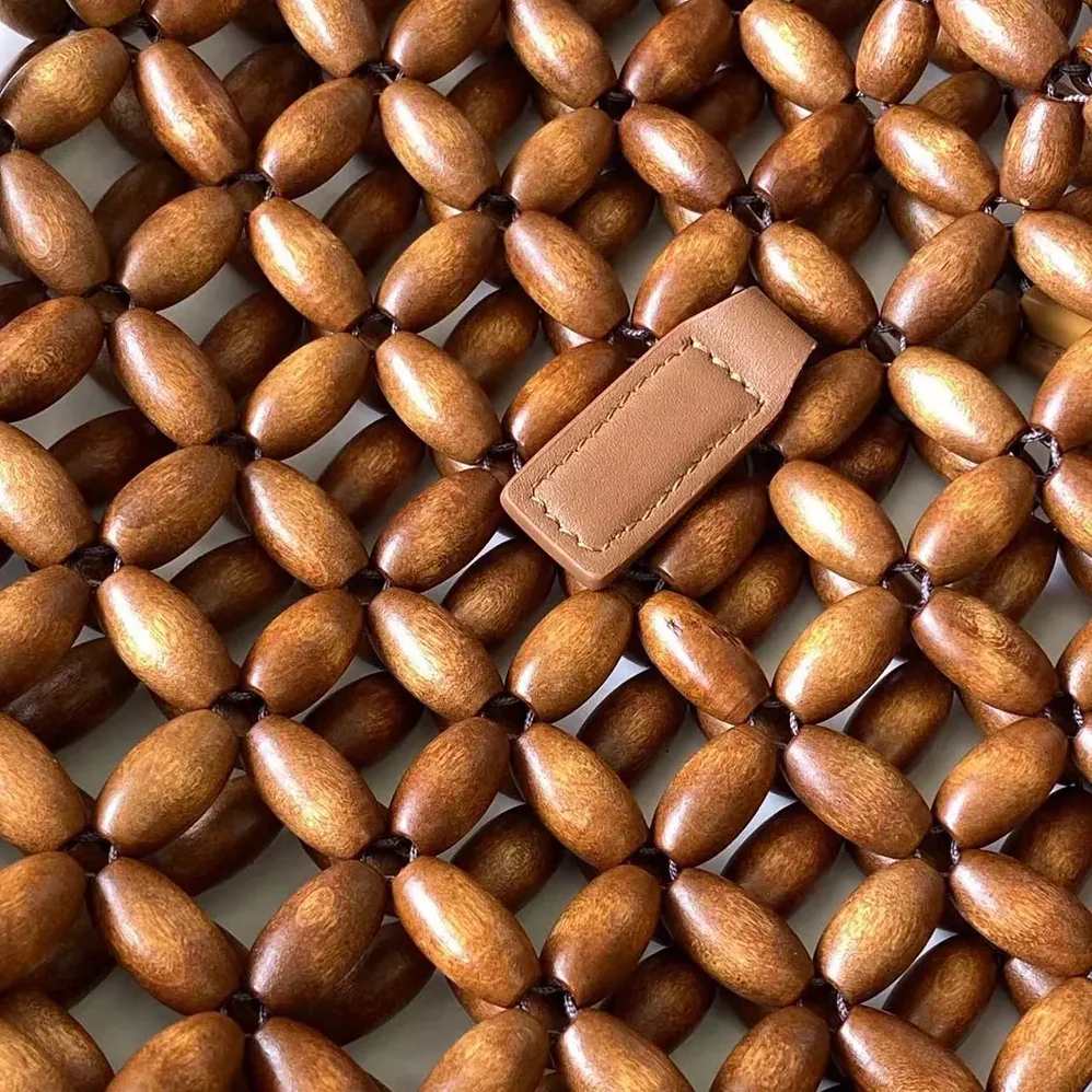 Saint Laurent YSL Le 5 A 7 Large in Wood Beads for Women in Brwon