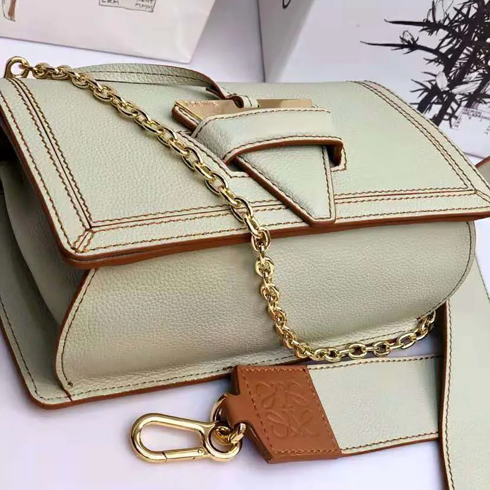 Loewe Mini Barcelona Bag in Soft Grained Calfskin for Women in Lime