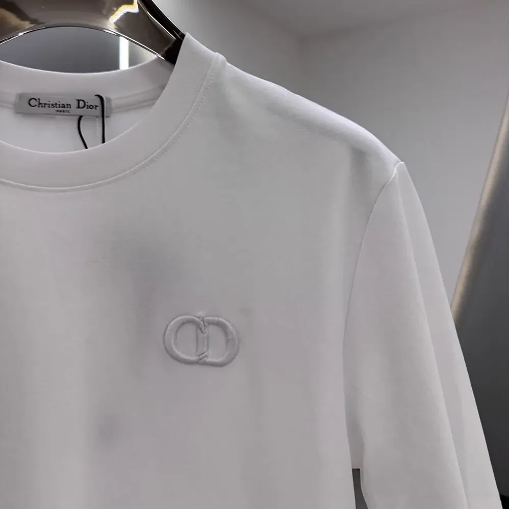 Dior CD Icon T-Shirt Regular Fit White Cotton Jersey for Men