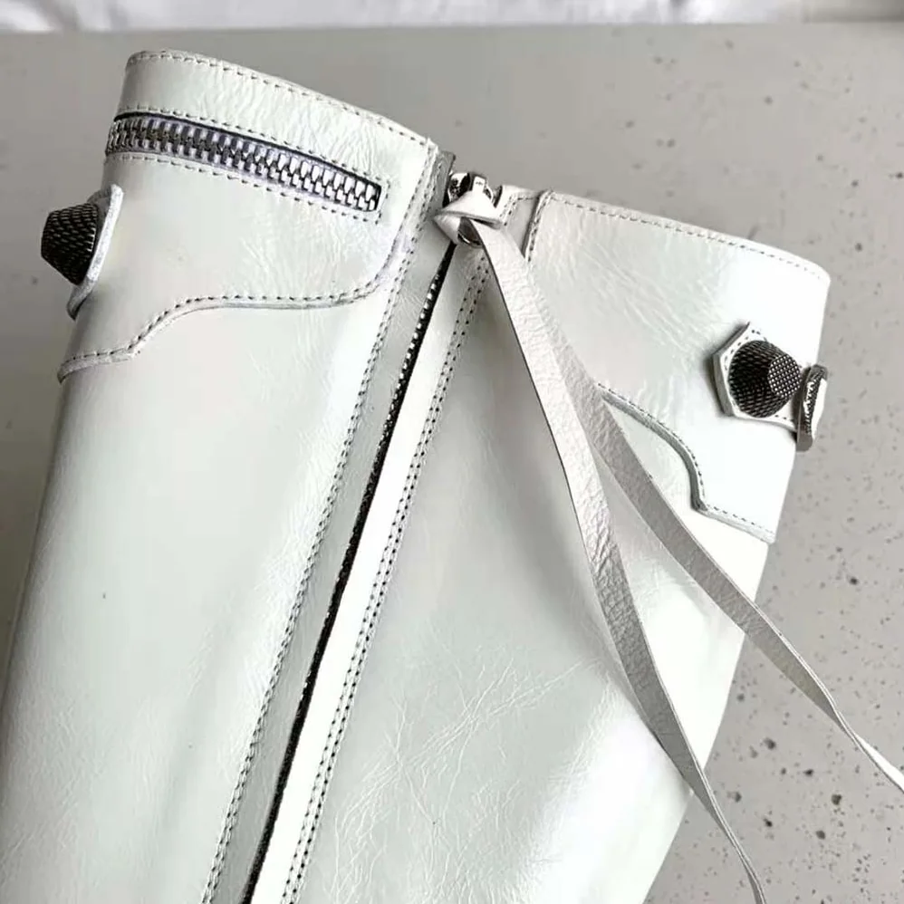Balenciaga Cagole 90mm Boot in White Arena Lambskin for Women
