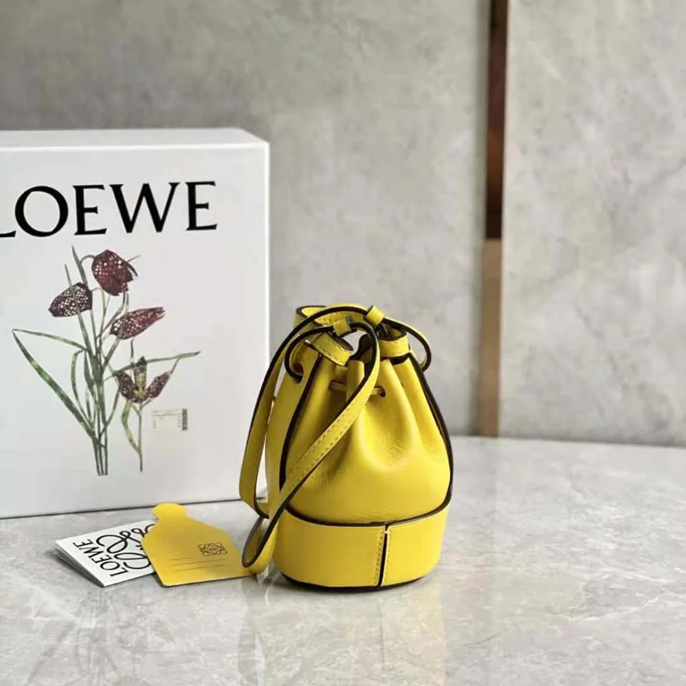 Loewe Nano Balloon Bag in Nappa and Calfskin for Women in Yellow