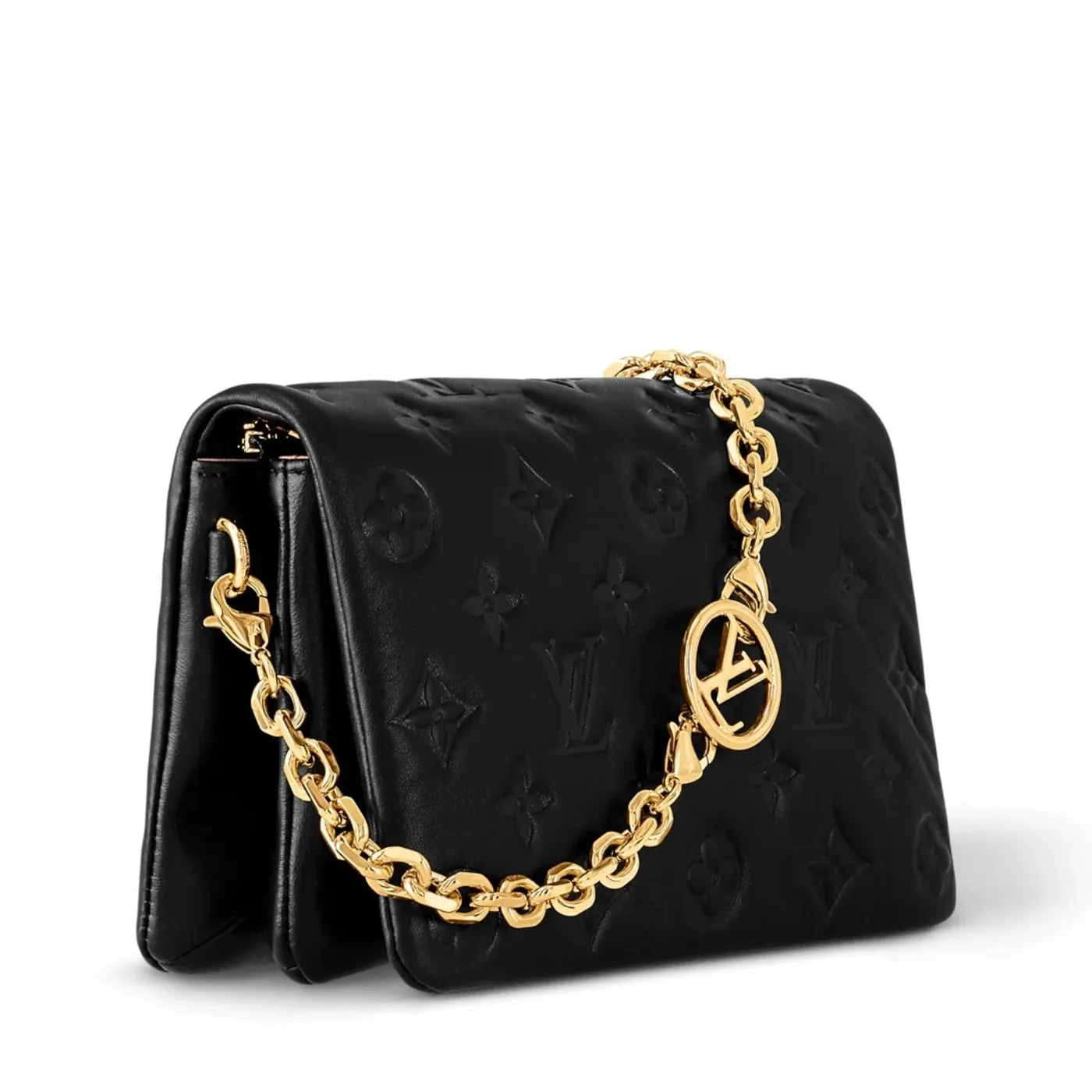 Louis Vuitton Pochette Coussin Shoulder Bag in Black Gold Hardware