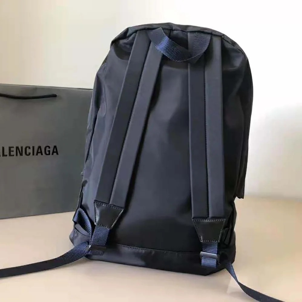 Balenciaga Wheel Backpack in Black Rrecycled Sport Nylon and White Logo Embroidered for Men
