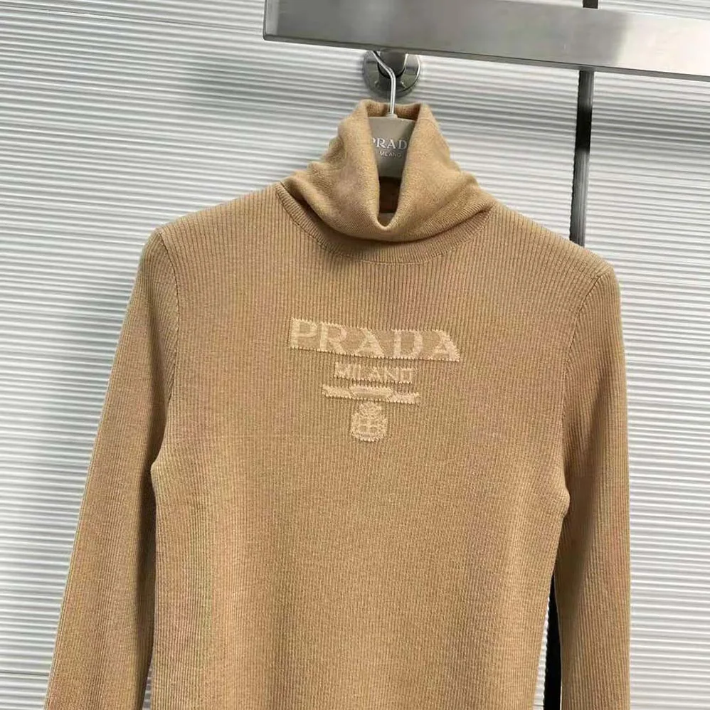 Prada Superfine Wool Turtleneck Sweater for Women in Brown
