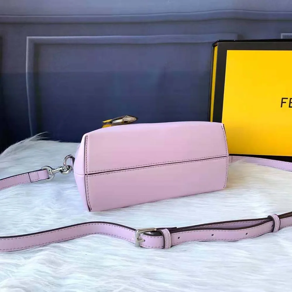Fendi by the way Mini Multicolor Leather Boston Bag for Women in Pink