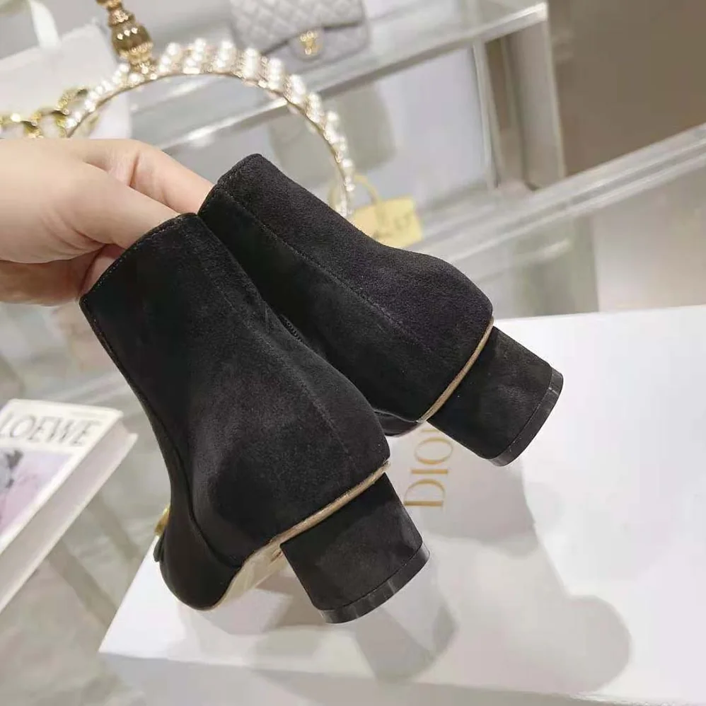 Dior C'est Dior Heeled Ankle Boot Black Suede Calfskin for Women