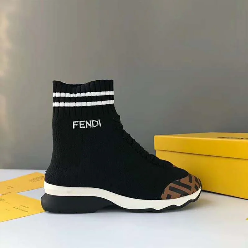 Fendi Shoes Pale Fabric Sneaker Boots for Women in Black