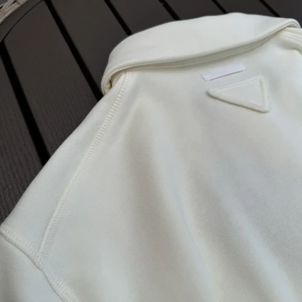 Prada Fleece Polo Natural Shirt in a Fleece Design for Women Prada Fleece Polo Natural Shirt in a Fleece Design for Women