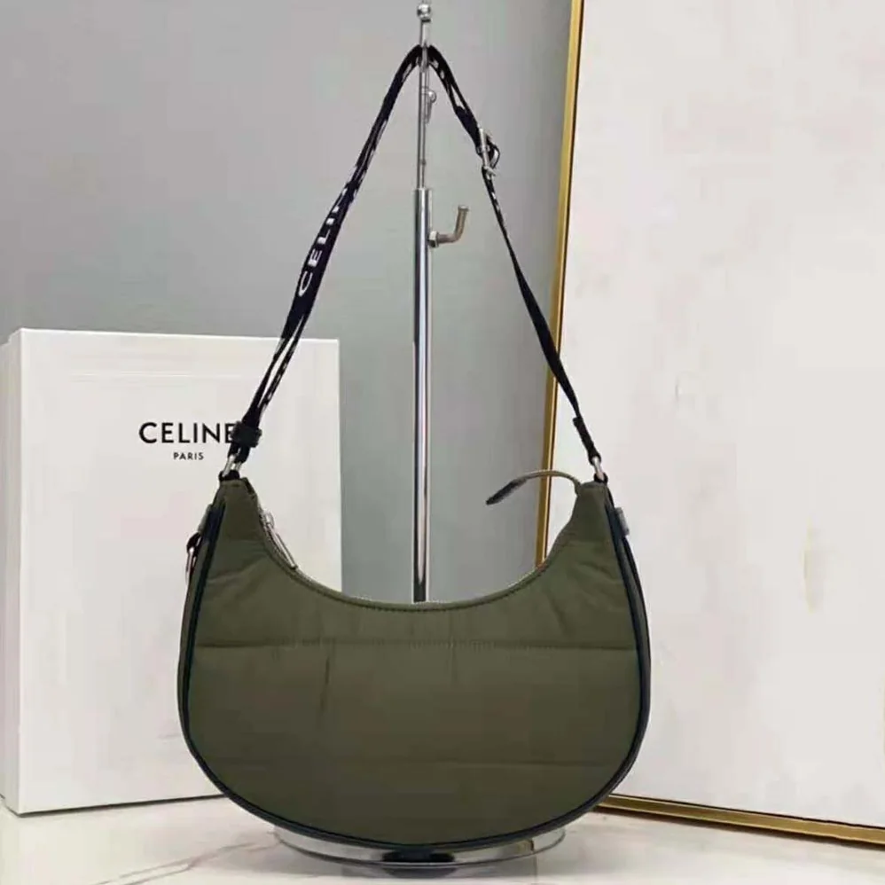 Celine Medium Ava Bag with Celine Strap in Quilted Nylon for Women in Green Celine Medium Ava Bag with Celine Strap in Quilted Nylon for Women in Green