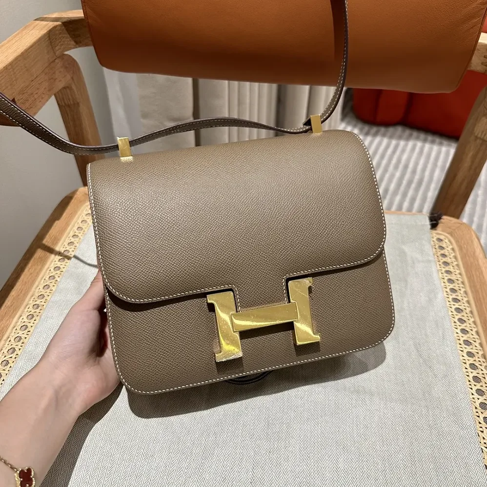 Hermes Constance 24 Bag Epsom Leather for Women in Gray/Gold Hermes Constance 24 Bag Epsom Leather for Women in Gray/Gold
