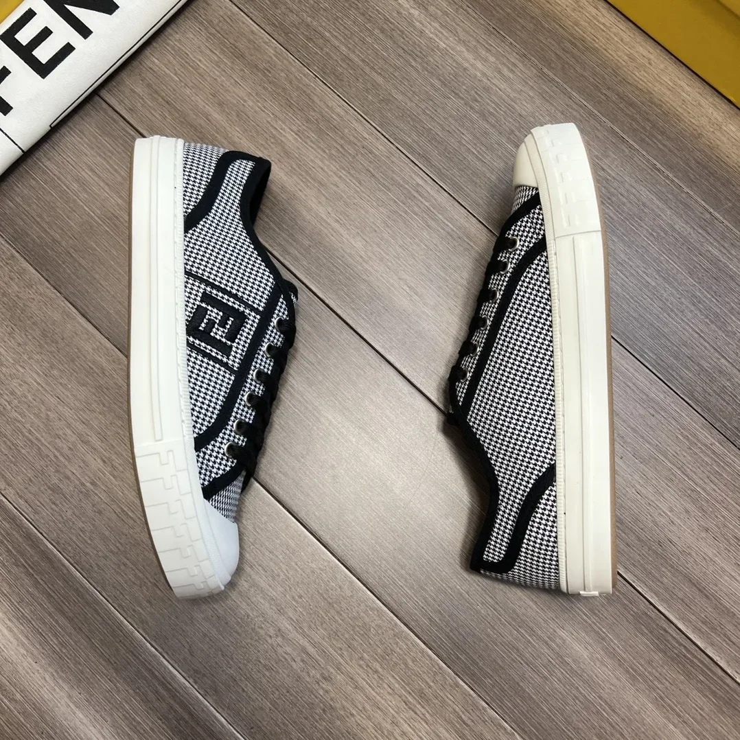Fendi FD Domino Fabric Low-Tops Sneakers Black 7E1553AKX2F1DVL