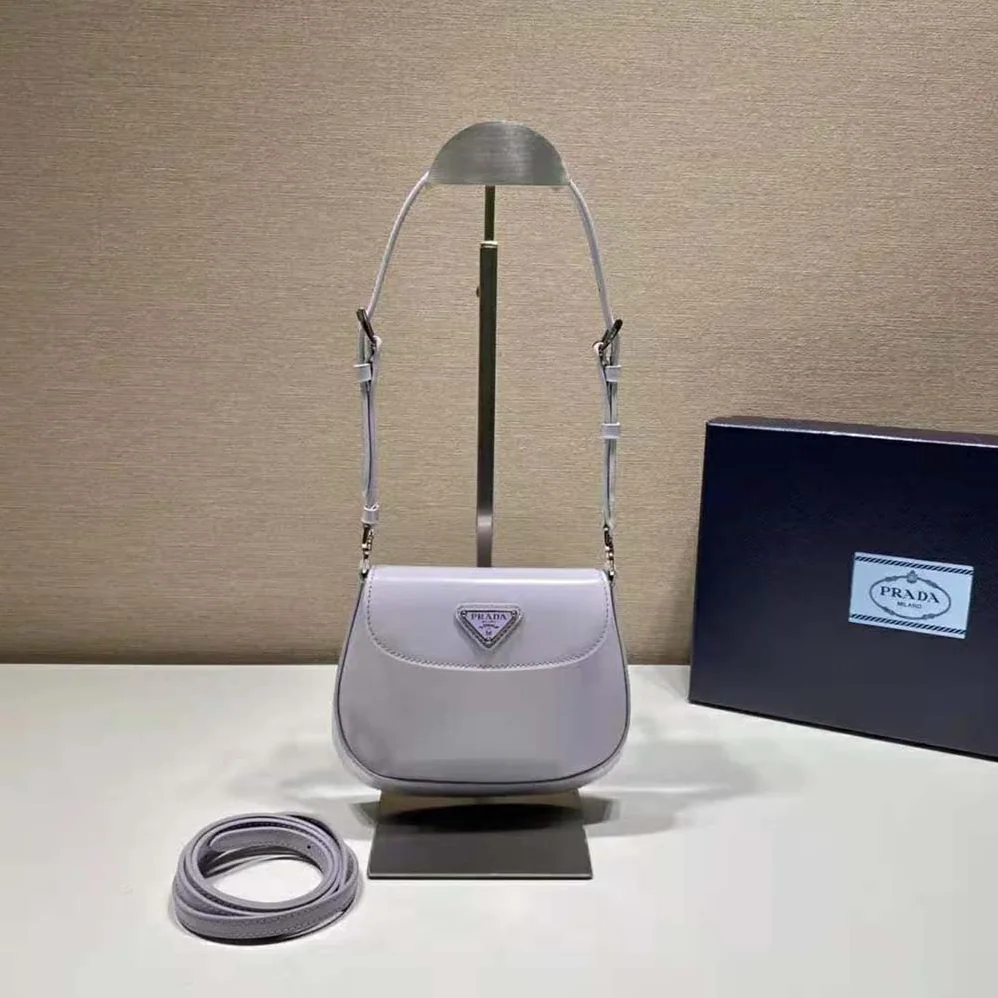 Prada Cleo Brushed Leather Mini Bag for Women in Purple Prada Cleo Brushed Leather Mini Bag for Women in Purple