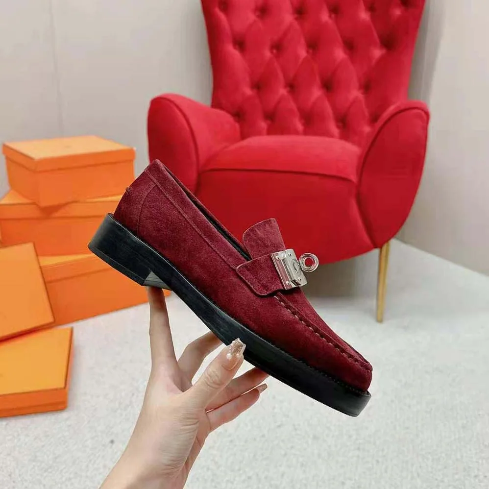 Hermes Hot Loafer in Suede Goatskin for Men in Maroon